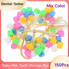 150x Dental Kid Save Milk Tooth Storage Case Baby Teeth Holder Plastic Boxes Mix