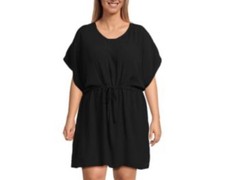 Lands End Womens Black Swim Cover Up dress Size M - Large Beach Vacation