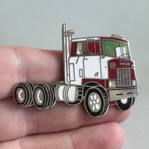 Vintage Mack F700 Cabover Semi Truck Logo Enamel Lapel Pin Red White Trucking