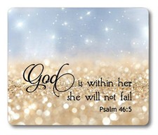 Psalm 46:5 God is Within Her,She Will not Fall- Bible Verse Mouse Pad Gold