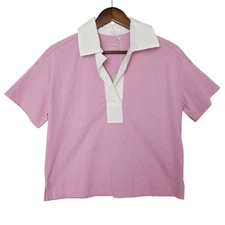 Everlane Organic Cotton Polo Womens Size XS Mauve Oversized Preppy NWT