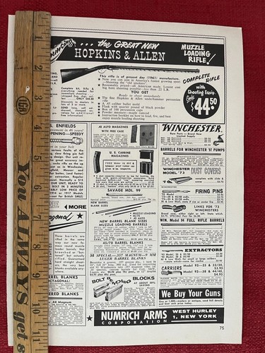 Vintage 1961 Print Ad Numrich Arms Hopkins & Allen Muzzleloading Rifle Ad - Picture 2 of 3