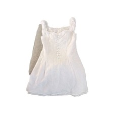 Women's Cider Eyelet babydoll Mini Dress sz XS White Ruffles Boho Cottagecore