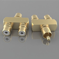 2pc Gold Plated HiFi Audio Splitter Adapter Phono RCA Male to 2 Female Connector