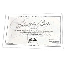 COA Certificate of Authenticity Barbie Doll Lucille Ball Lucy Tribute Collection