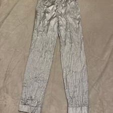 Free People Mesmerize Me Shine Metallic Silver Jogger Pants