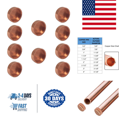 Plumbing Copper Pipe End Cap 3/8 Inch Solder Copper Pipe Fitting 10 Pack
