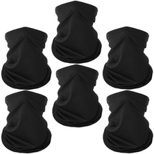 6 Pack Neck Gaiter Balaclava Bandana Gator Face Mask Scart Cover Black