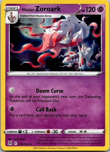 Hisuian Zoroark 76/196 – Holo Rare – Near Mint – Pokémon TCG Lost Origin