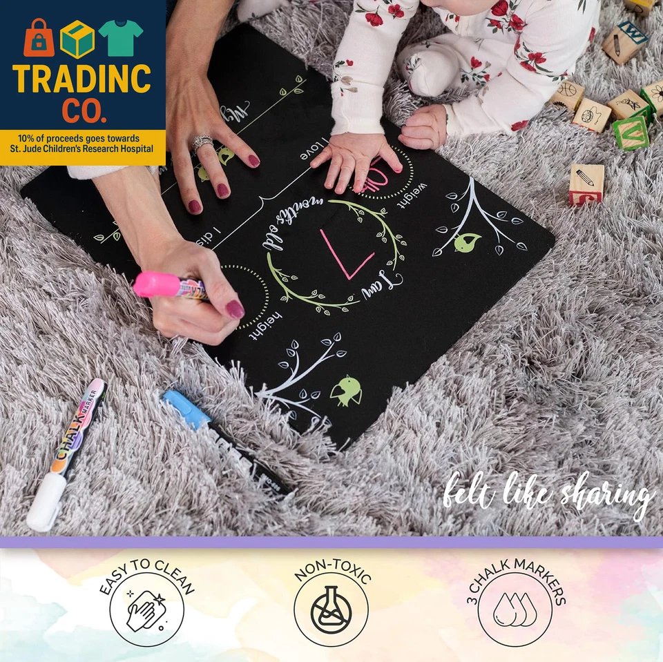 Letrero de pizarra Baby Milestone (12” X 16” con 3 marcadores de tiza) – Crecimiento versátil Foto 4 de 4