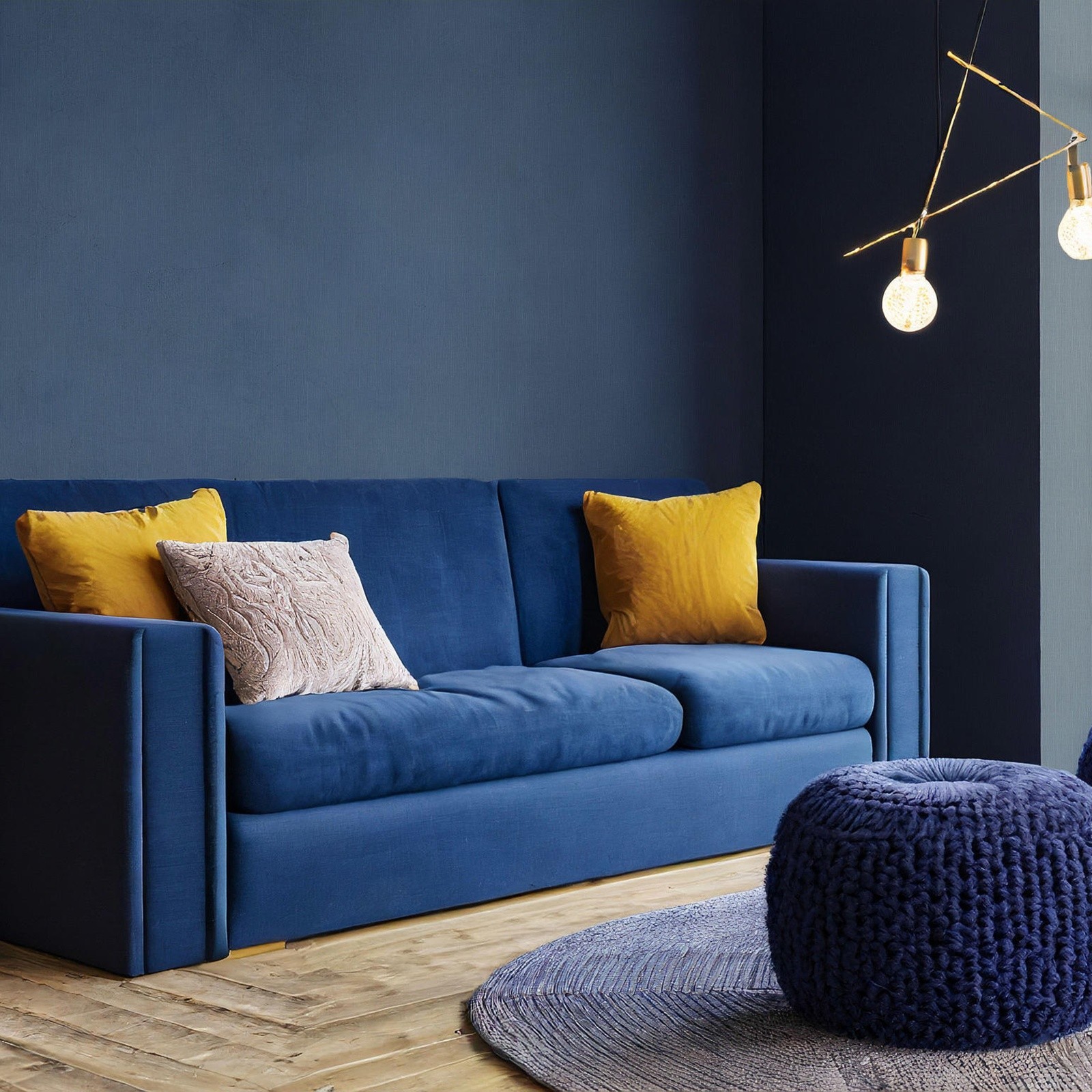 Plain Blue Wallpaper Linen Effect Textured Paste Wall Free Match Lounge Bedroom