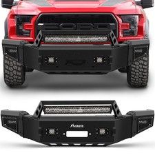 Front Bumper 2018-2020 F-150 HD Steel Black w/ Winch Plate LED Light D-Rings
