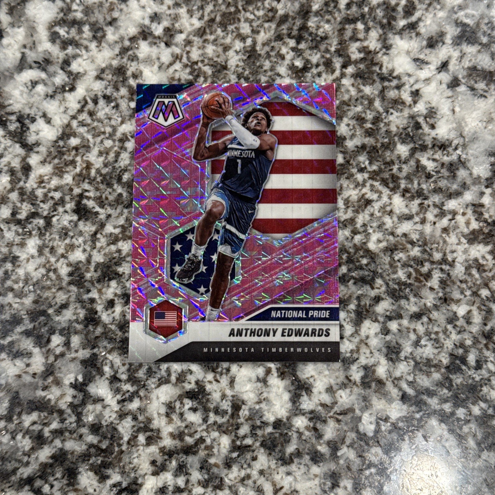 2020-21 Mosaic Anthony Edwards Camo Pink RC National Pride #252 Timberwolves