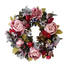 35cm Artificial Peony Flower Front Door Wreath Spring Summer Wedding Party Decor