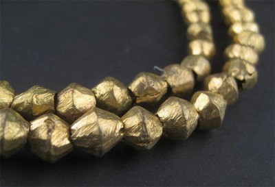 Cameroon Brass Bicone Beads 8x8mm African Large Hole 24 Inch Strand Handmade