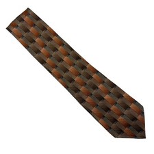 Corporate Image Tom James Mens Necktie Silk Orange Multi Blue Geometric USA
