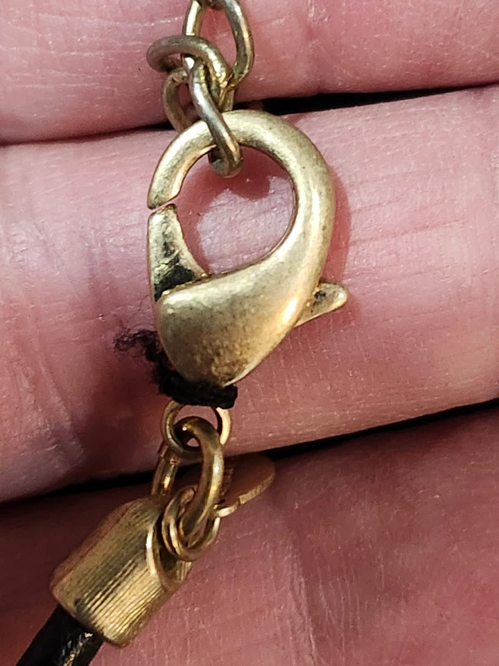 Collar CHICO'S Tono Dorado y GEMAS, Piedras, Neato, Cuerda Negra, Geométrico Foto 3 de 4