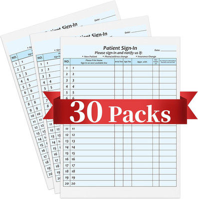 30Packs,Patient Sign in Sheets,Hipaa Compliant,Adhesive Peel-Off Patient Forms,N