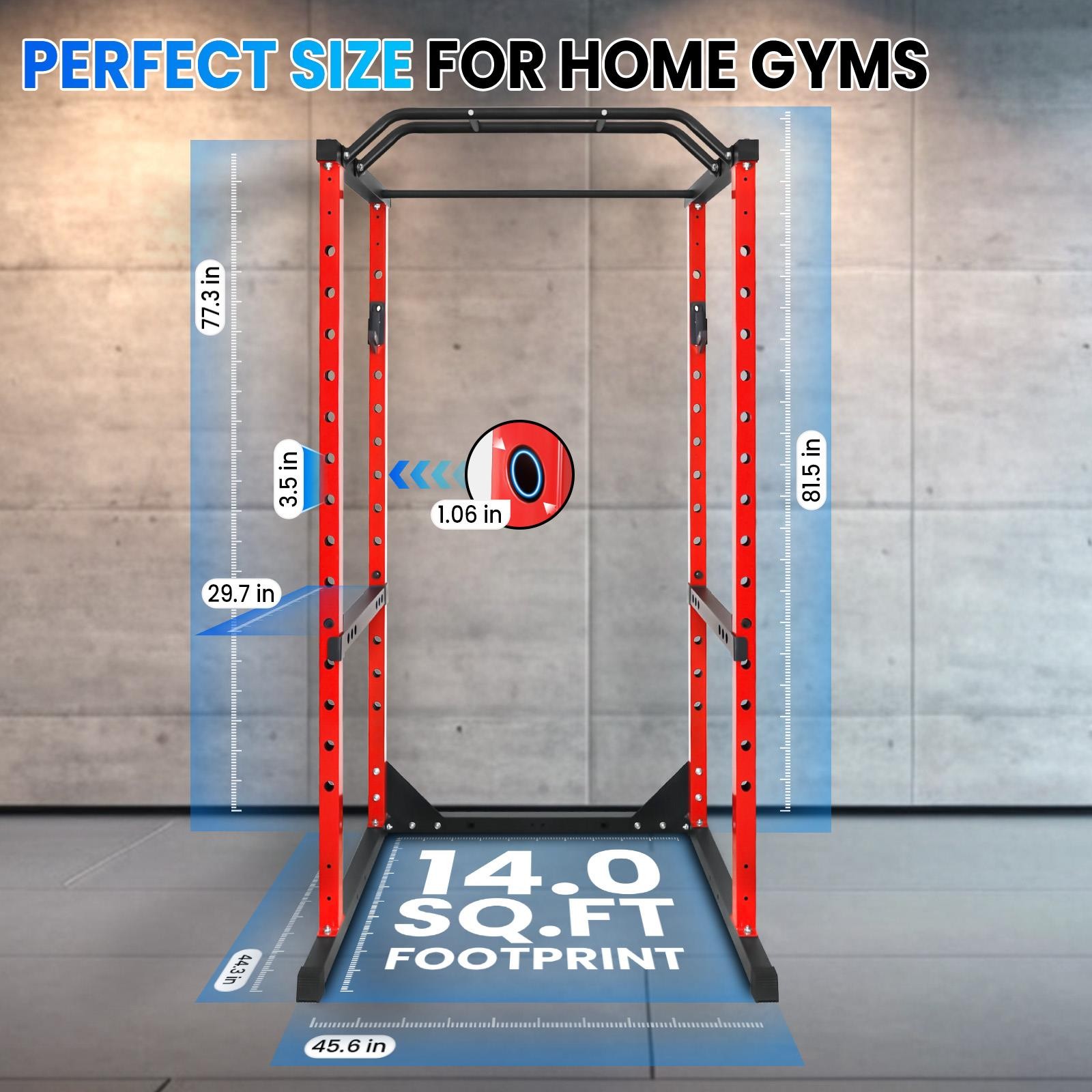 Red/Black Power Cage 1200LB Weight Rack for Home Gym Adjustable Squat Rack