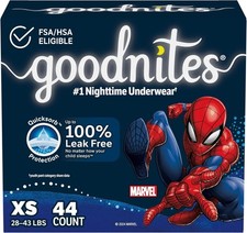 GoodNites Bedtime Bedwetting Underwear for Boys, Size XS 44 Count 