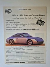 1996 Porsche Carrera Coupe Raffle Vintage Print Ad 1996 8x11 Original Adv Poster