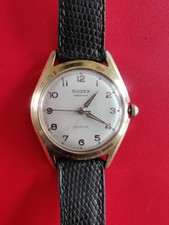 Suizex montre homme mécanique Incabloc cadran blanc boîtier plaqué or 7083