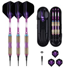 1 Set Soft Tip Darts 18/20 Grams Brass Barrel Aluminum Shafts Rubber O-Ring