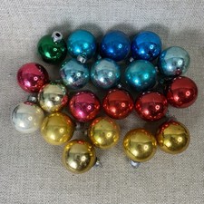 Lot of 20 Vintage Christmas Ornaments Round Glass Ball Solid Color Assortment