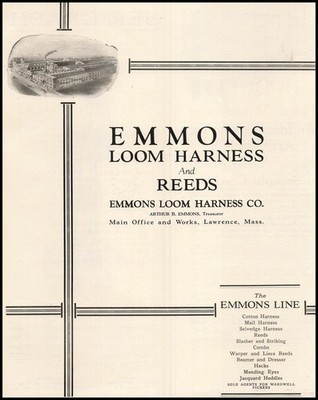 1926 Arthur B. Emmons Lawrence Massachusetts Loom Harness And Reeds Print Ad