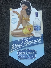 DEEP EDDY VODKA REAL CLASSIC REAL SMOOTH TACKER TIN ADVERTISING BAR SIGN PROMO