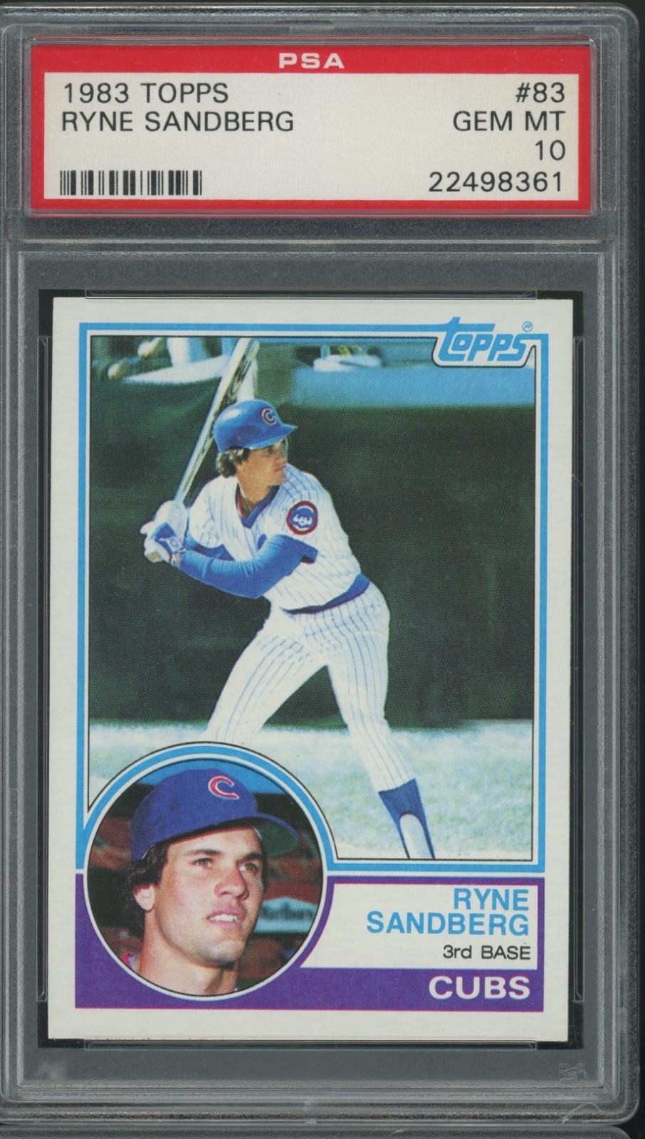 1983 Topps Ryne Sandberg #83 HOF ROOKIE RC PSA 10 GEM MINT D1