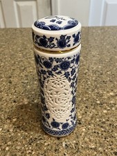 Blue And White Porcelain Travel Mug With Lid