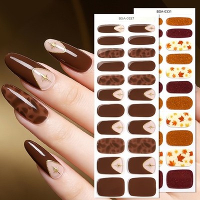 Gels Nail Stickers No Light Required Instants Application Waterproof for Daily