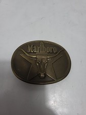 Vintage MARLBORO Longhorn Bull Belt Buckle Solid Brass 1987 Phillip Morris