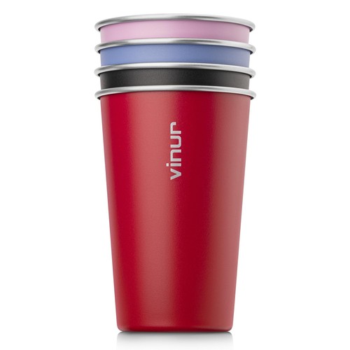 16 oz Stainless Steel Cups 4 Pack Pint Tumbler Stackable Metal Drinking Glass...