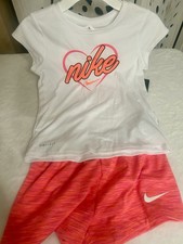 Girls 2PC NWT SIZE 6X Nike Dri-Fit Outfit Shirt Gray Floral Shorts Set