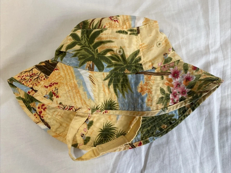 Gymboree De Colección 2004 Bebé Niño Niña Sombrero para el Sol con Correa de Viento Hawaiano Luau 6-12 Mos Foto 2 de 4