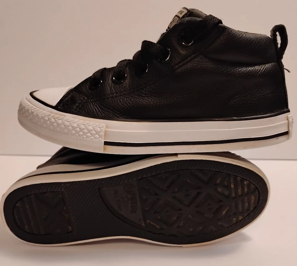 Marca CONVERSE ALL-STAR, cuero negro/blanco, parte superior baja, talla juvenil:12 Foto 4 de 4