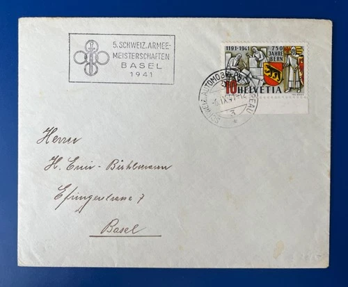 Nice SWITZERLAND 1941  '750th Anniversary of Bern' First Day Cover  FDC Sc# 280