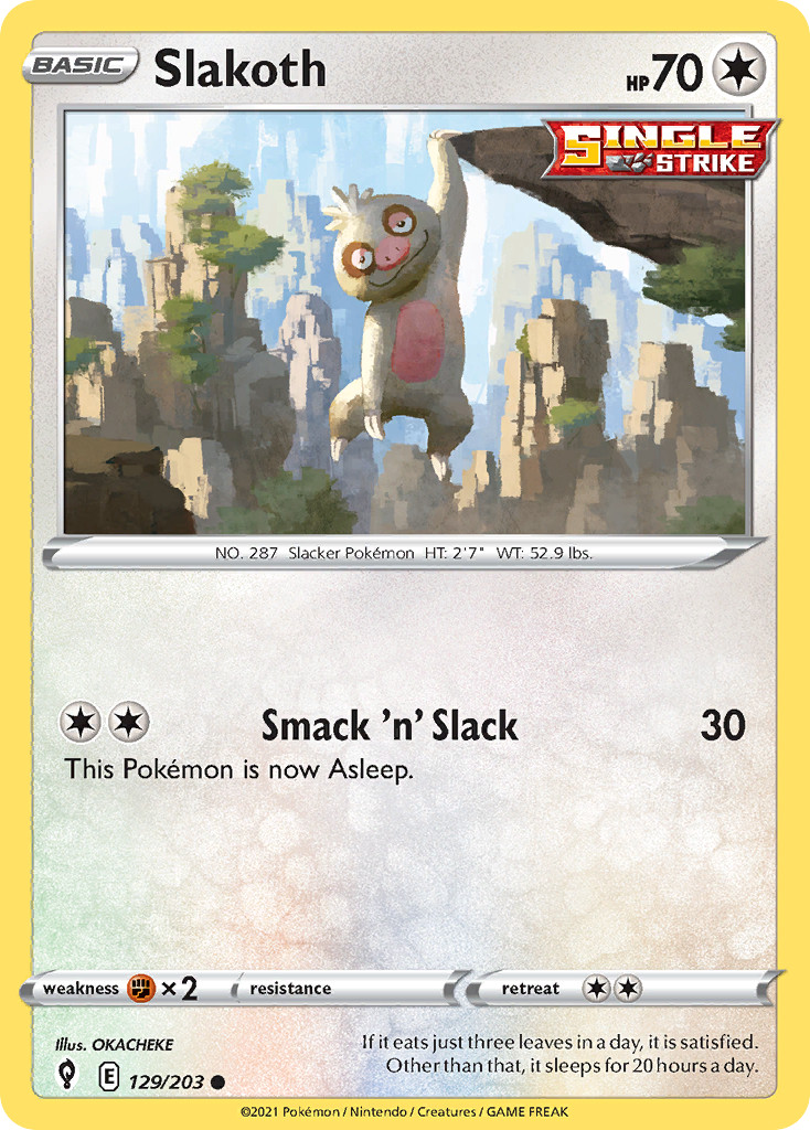 Slakoth 129/203 Common Evolving Skies Pokemon Lightly Played