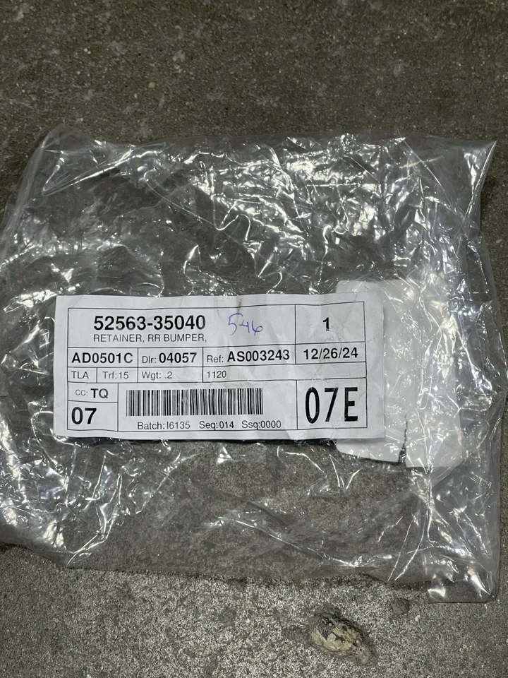 New Genuine Toyota 10-21 4Runner Driver Side Rear Bumper Retainer 52563-35040 - Image 3 of 3