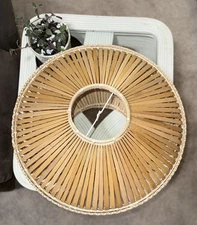 1960s Vintage Wicker Rattan Hanging Lamp Shade Light Cover MCM Boho