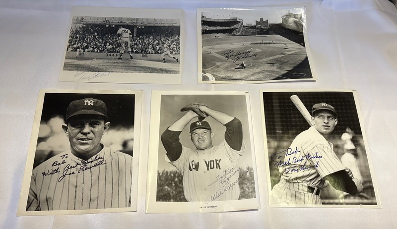 Lot Of 5 VTG Yankees Signed Photos 8X10; Mcdougall Reynolds Sewell & More