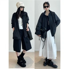 THE ROW Womens Autumn Long Sleeves Windproof Fabric Hooded Ultra-thin Jacket