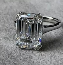 2Ct Emerald Cut Lab Created Diamond Solitaire 925 Silver Engagement Gift Ring