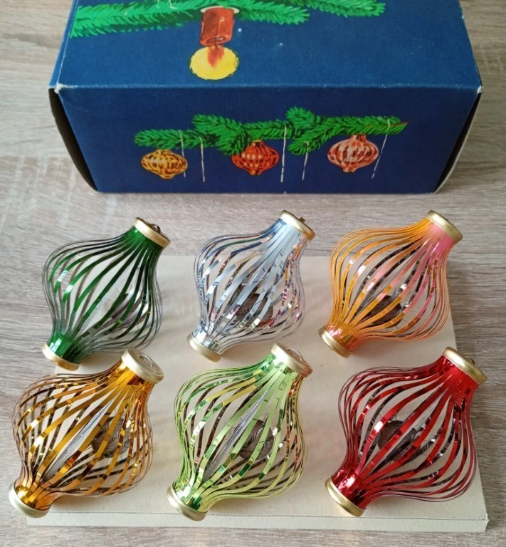 alter Christbaumschmuck Lauscha Baumschmuck DDR Fadenkugeln im OVP! - Bild 2 von 3