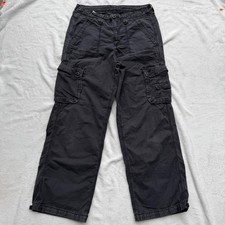 American Eagle Cargo Pants Womens 10 Black Wide Leg Stretch Utility