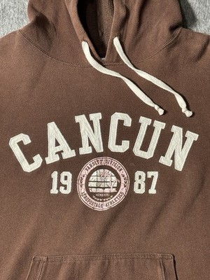 Aeropostale Chocolate Brown Pullover Graphic Hoodie Size M Cancun