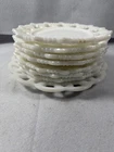 7 Vintage White Milk Glass Lace Edge Plates 7” Anchor Hocking Old Colony Set/7