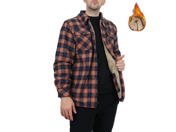 МУЖСКАЯ ФЛАНЕЛЕВАЯ КУРТКА-РУБАШКА НА ПОДКЛАДКЕ ИЗ ШЕРПА EURO JOY - РАЗМЕР: МУЖСКОЙ XL - ЗОЛОТОЙ/ЧЕРНЫЙ
